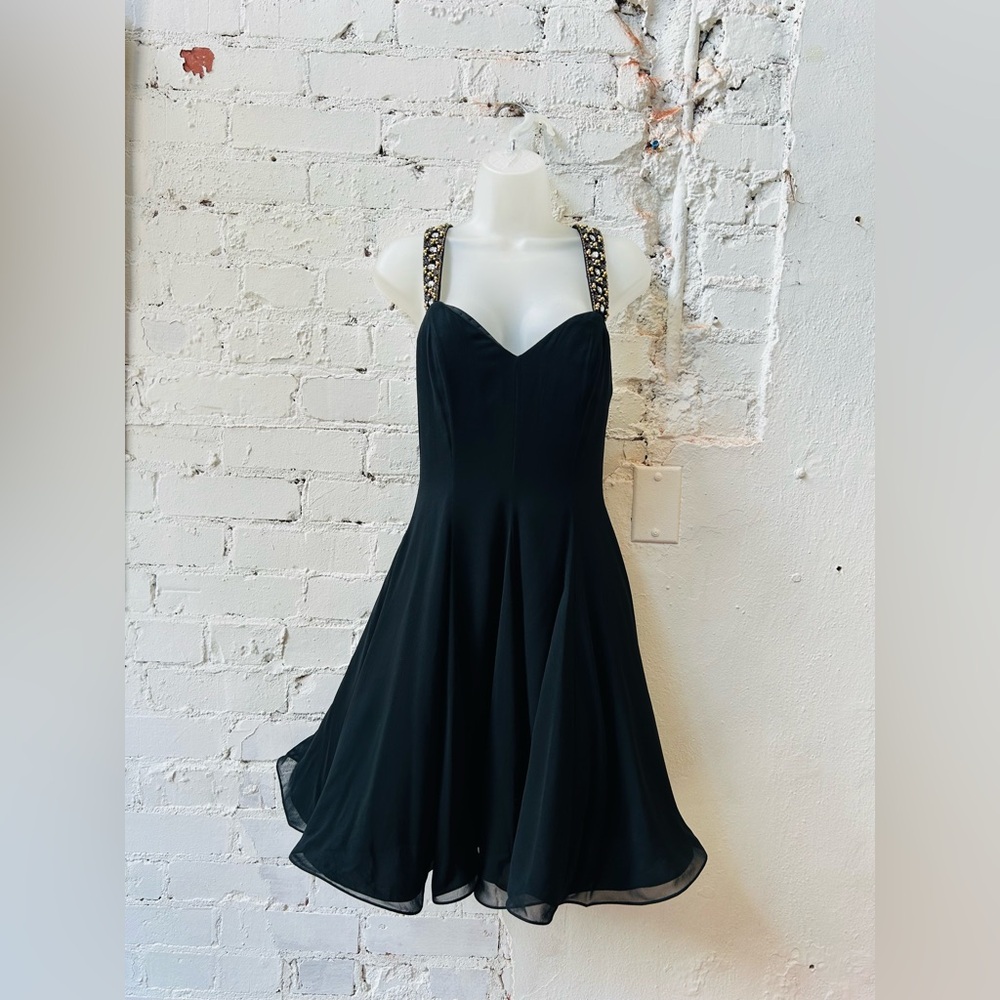 Vintage 1990s Niteline Black Dress with Embellished Details